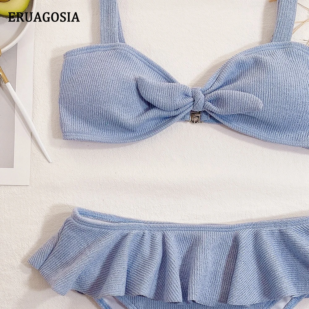 

Sexy Bandeau Bikinis High Waist Swimsuit 2021 Swimwear Women Bathing Suits Push Up Bikini Set Ruffled Swim Beach Wear Biquini