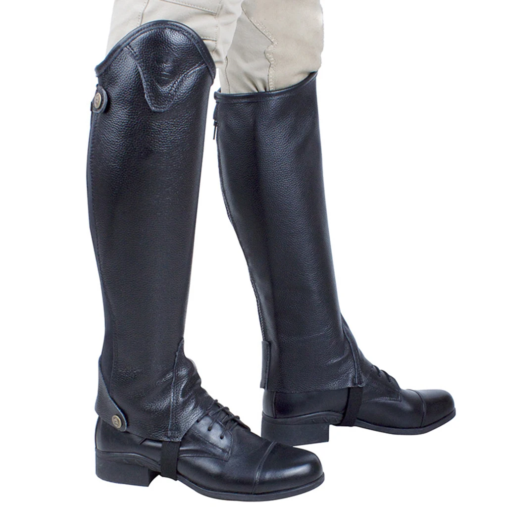 Leather Half Chaps Zipper Adult Half Chap Cowhide Adult Horse Riding Half Chaps Equestrian Gaiters Riding Accessories