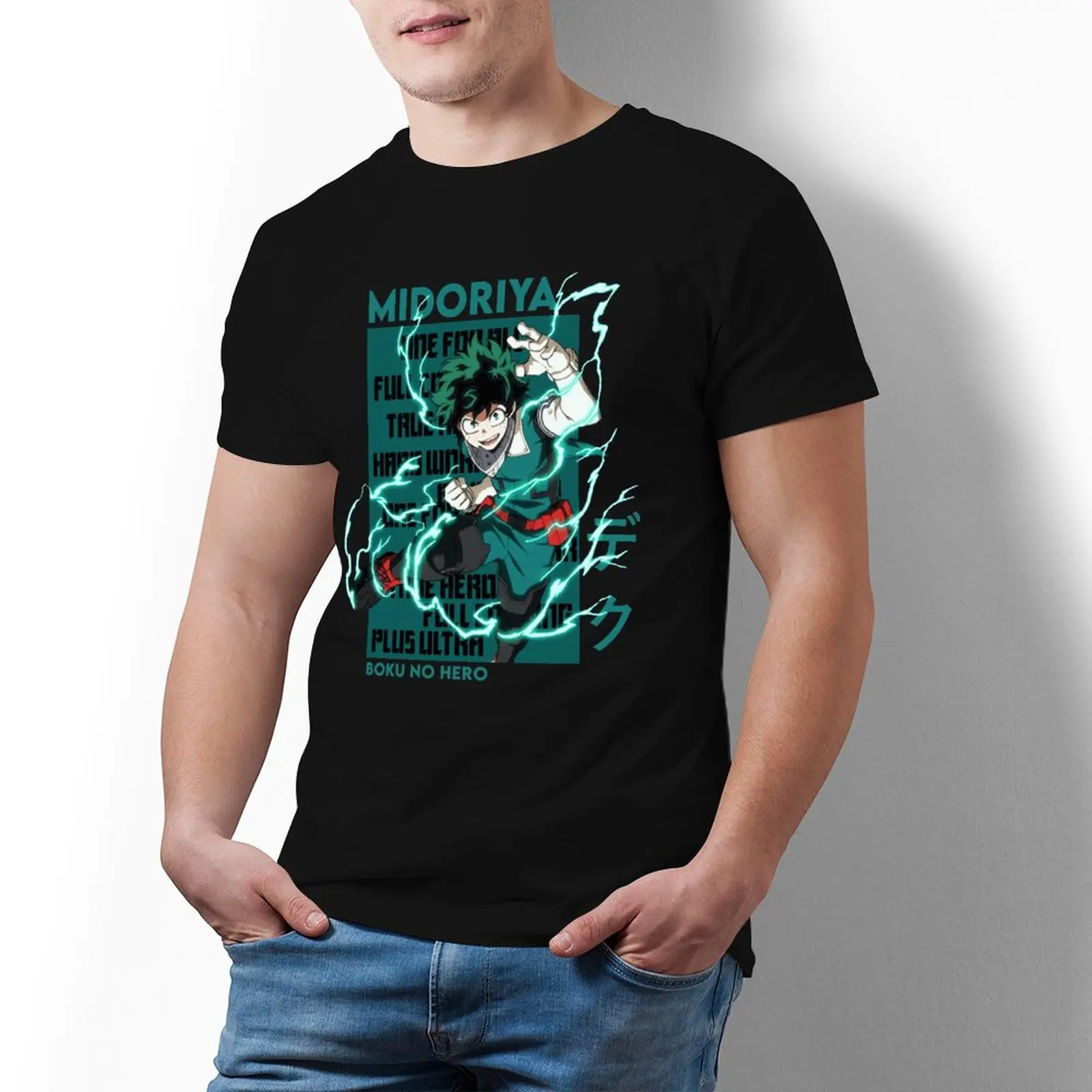 

Повседневная футболка Boku No футболка «Герой» из 100 хлопка с коротким рукавом, уличная одежда с принтом, Мужская футболка 5xl