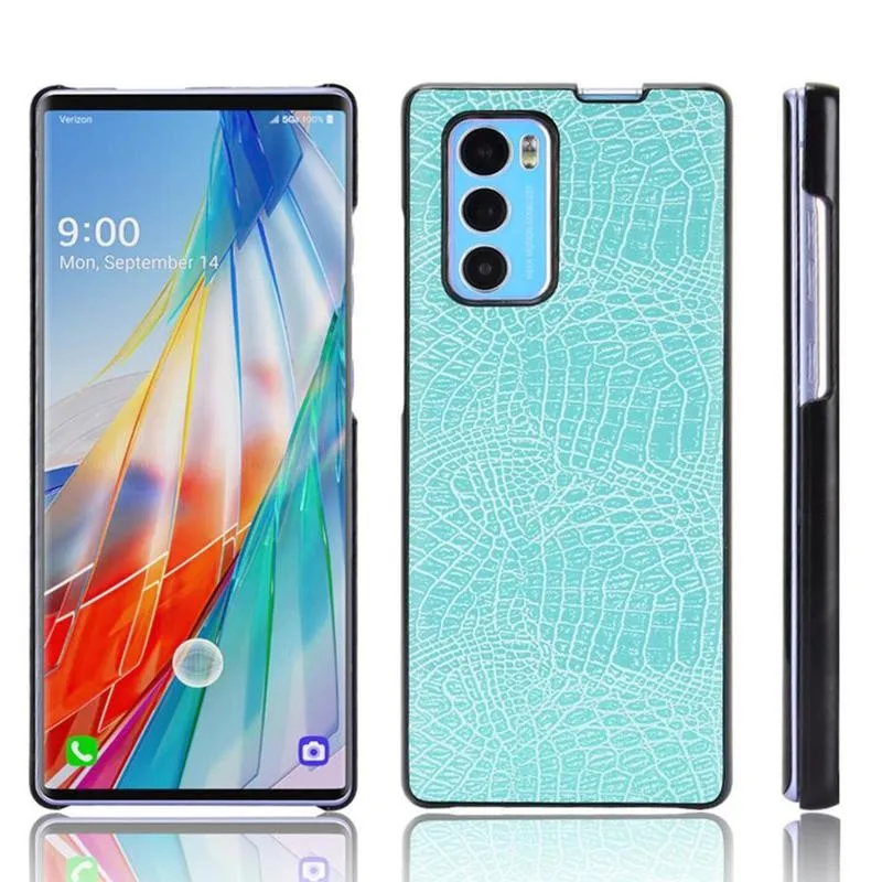 Противоударный чехол для LG Wing 5G кожаный тонкий жесткий с крокодиловой текстурой