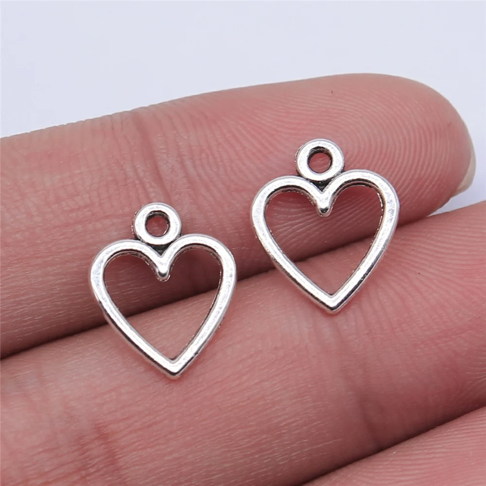 

40pcs 14x12mm Antique Silver Plated Antique Gold Plated Hollow Heart Charms For Jewelry Making DIY Jewelry Findings