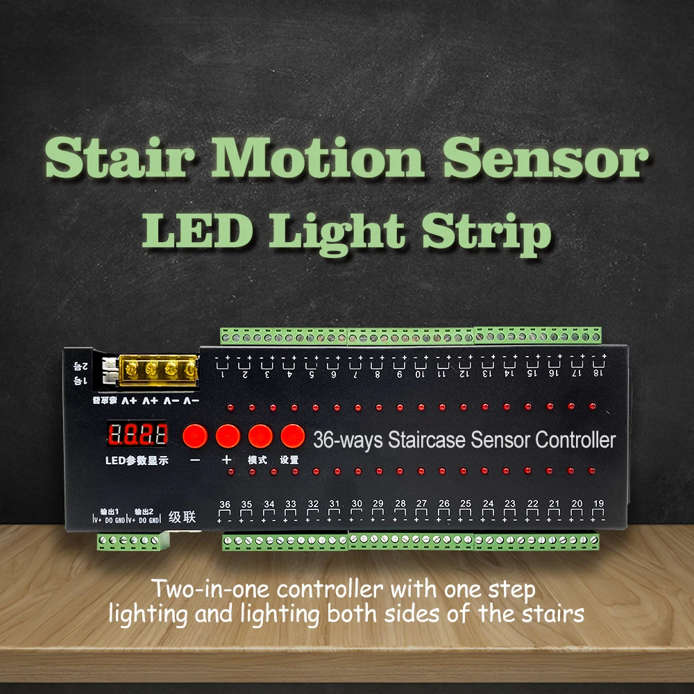 LED Motion Sensor Light Strip Stair 36 Channel Dimming Light Wireless Indoor Motion Night light 12V Flexible LED Strip Tape