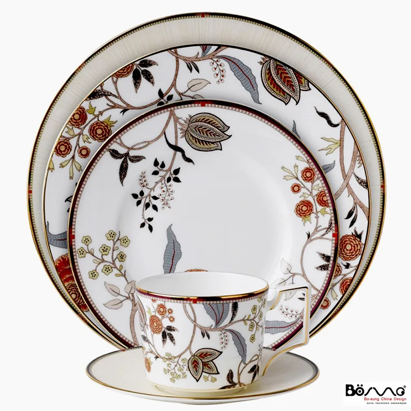 

Тарелка из костяного фарфора для ресторана, модель для украшения комнаты, скатерть для стола, керамическая тарелка для блюд в западном стил...