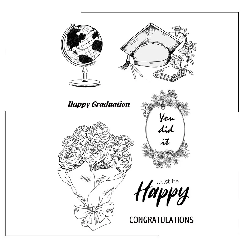

Graduation Blessing Flowers Clear Stamps Scrapbooking Crafts Decorate Photo Album Embossing Cards Making Clear Stamps New