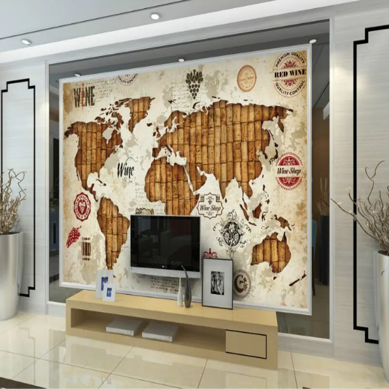 3D обои на заказ в стиле ретро с картой мира Настенные для стен кофейни ресторана