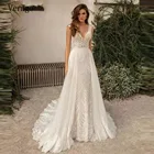 Современное кружевное свадебное платье-Русалка Verngo 2021 со съемным шлейфом и V-образным вырезом, элегантное платье с пуговицами сзади
