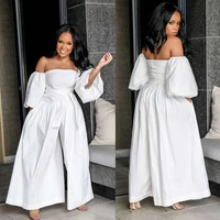 plus size wide leg jumpsuit for women loose overalls long sleeve pants white off shoulde playsuit sexy rompers womens jumpsuits