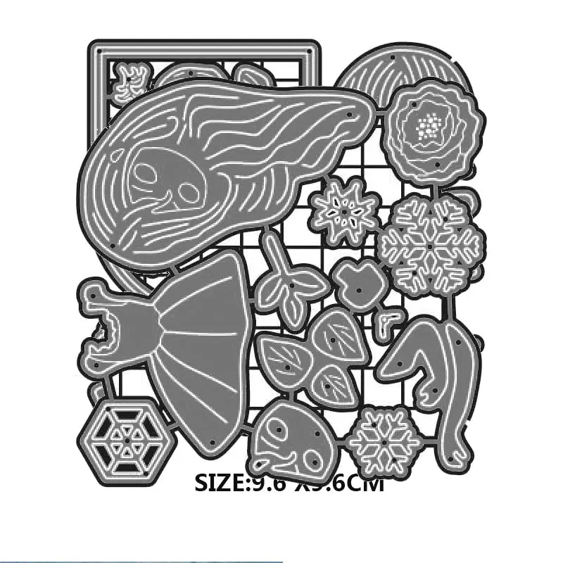 Рождественские металлические Вырубные штампы с цветами маленькой девочкой и для