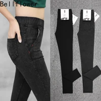 imitation denim black leggings fall 2021 clothes women was thin and high waist stretchy fashion winter pants casual sexy pants