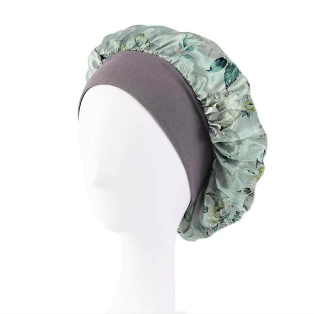 

New silk imitation round hat, silk satin nightcap, hairdressing hat, makeup hat, color cloth printing