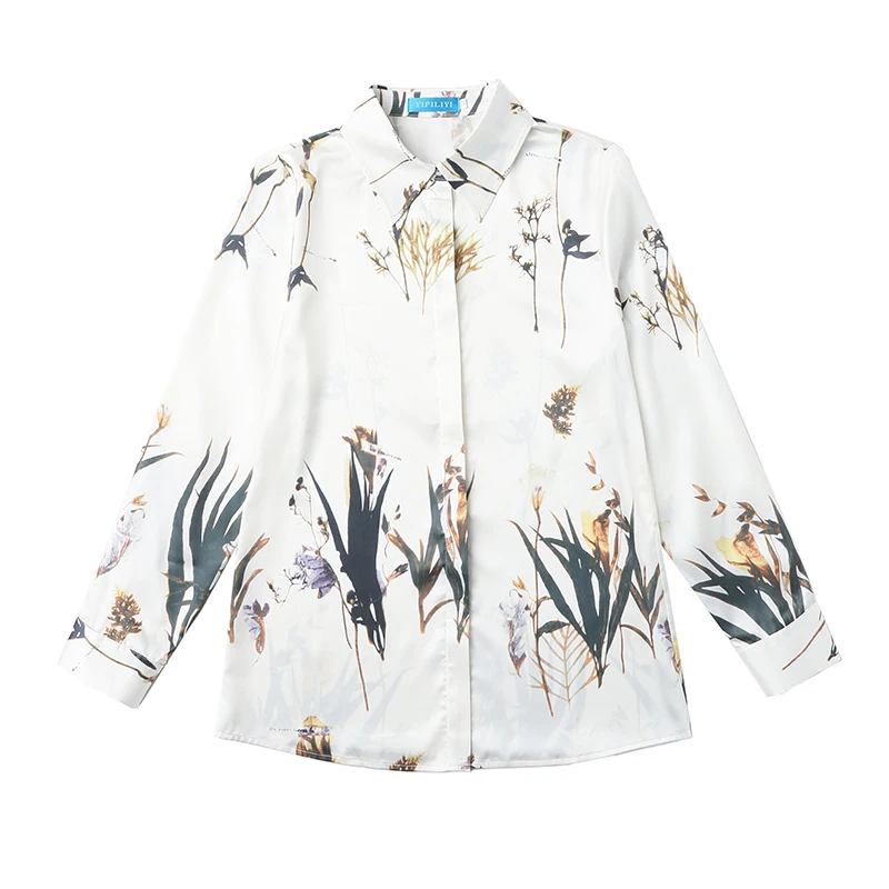 

COIGARSAM 3XL Plus Size Fashion Full Sleeve Shirt Womens tops New Spring Print Women shirts White 2280