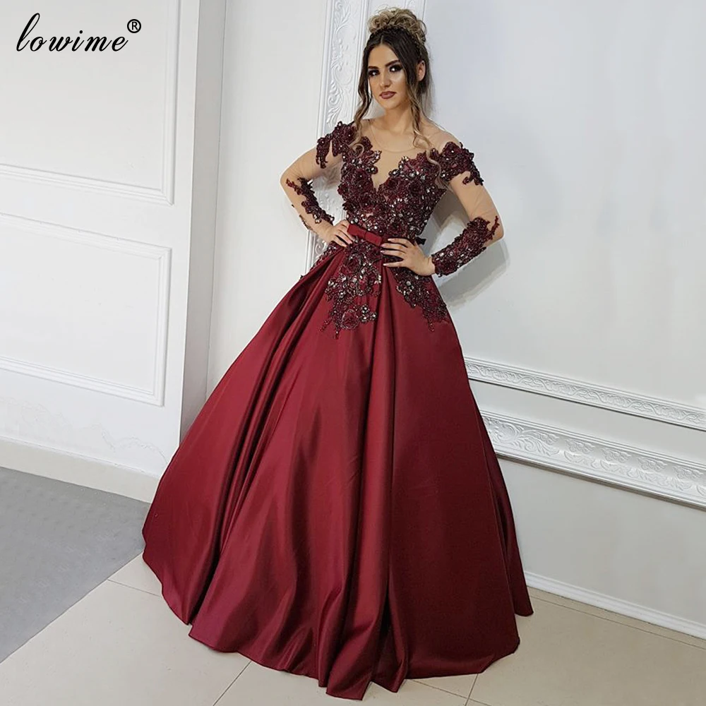 Настройка размера плюс бургундское Платье De Soiree кафтан кристаллы вечерние