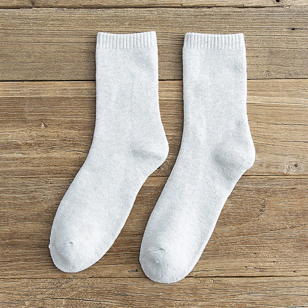 Мужские однотонные носки средней длины на осень и зиму утепленные повседневные