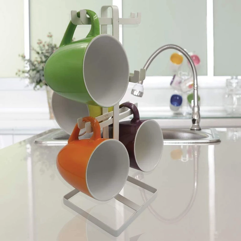 Coffee Mug/Cup Tree Stand- Wine Glass/Jewelry Organizer-White Metal | Дом и сад