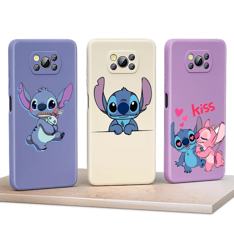 lilo stitch cartoon liquid silicone soft cover for xiaomi poco x3 nfc x2 m3 f3 gt c3 mix 4 cc9 a3 pro lite phone case free global shipping
