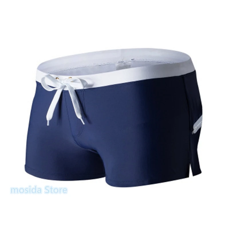 

100pcs Men's swim trunks fashion swimsuit back pocket zipper design beach swimsuit boxer swim trunks