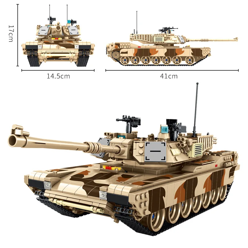 1630 шт. Военная серия M1A2 Abrams главный боевой танк строительные блоки солдат армии