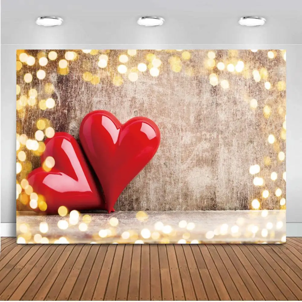 

Valentine's Day Love Heart Red Light Bokeh Party The 14th of February Photo Backdrops Photographic Backgrounds For Photo Studio