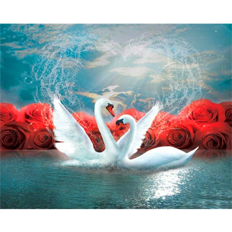 Картина на стену сделай сам с изображением лебедя плавающей розы искусство