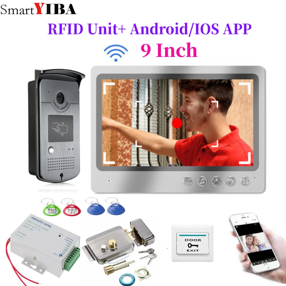 Беспроводной видео домофон IP видео-телефон двери Wi-Fi 9 дюймов сенсорный экран