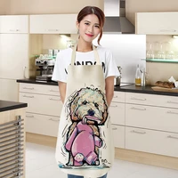 apron for kitchen household cleaning home kitchen anti fouling sleeveless polyester dog animal series printed one piece 68x55cm