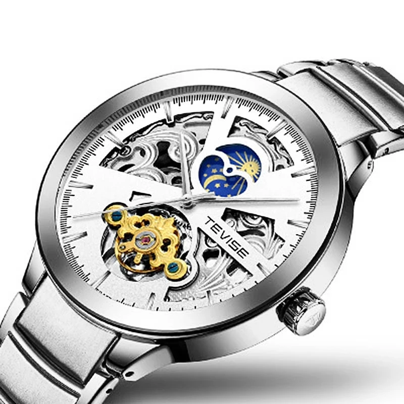 Мужские Водонепроницаемые наручные часы TEVISE металлические автоматические