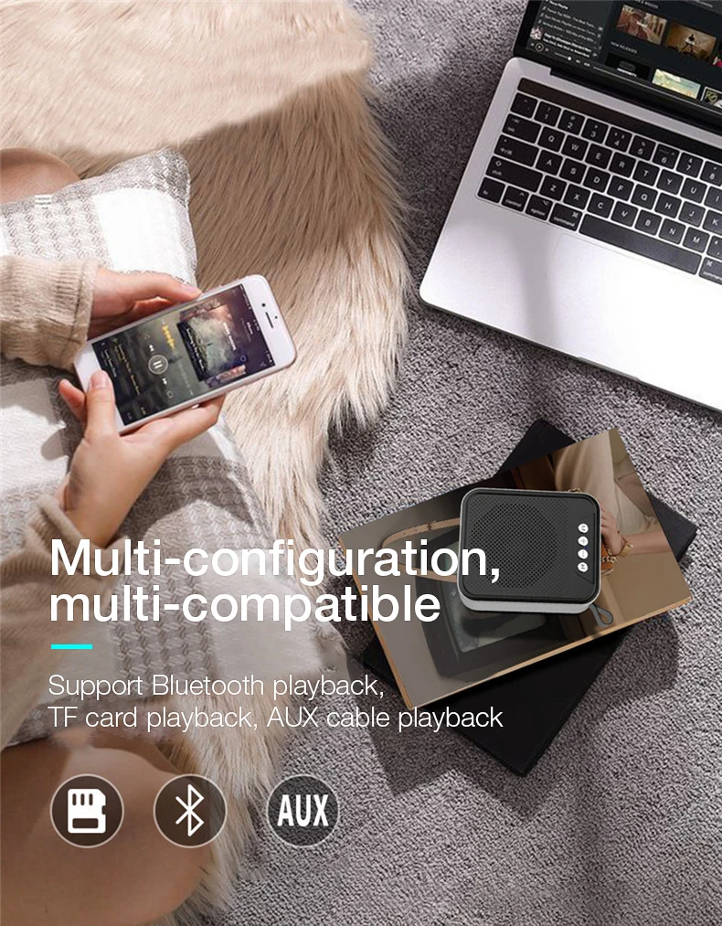KUSDO Мини Bluetooth динамик портативный беспроводной динамик звуковая система 3D стерео музыка объемный Поддержка Bluetooth, TF карта AUX USB