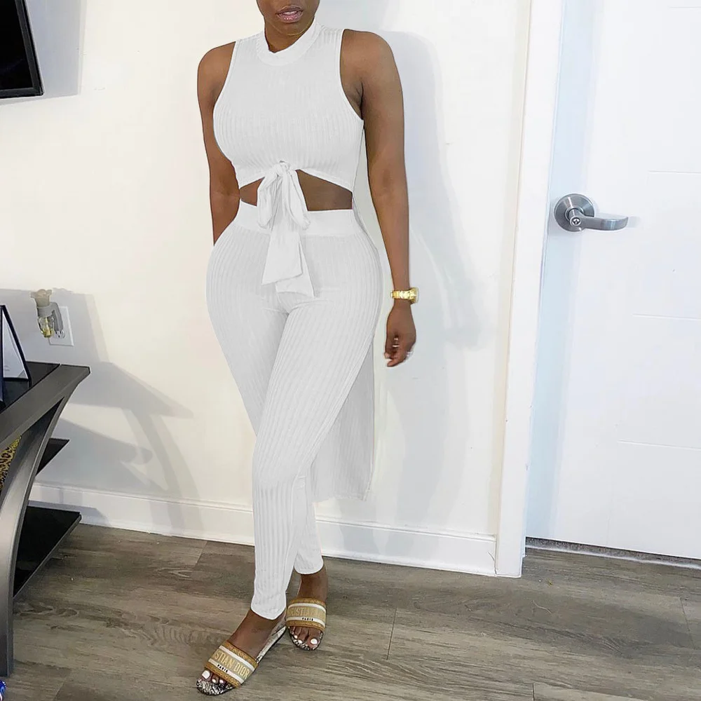 

Женский эластичный Трикотажный костюм, облегающий короткий топ без рукавов и с длинной спинкой, спортивные брюки для фитнеса, летний костюм...