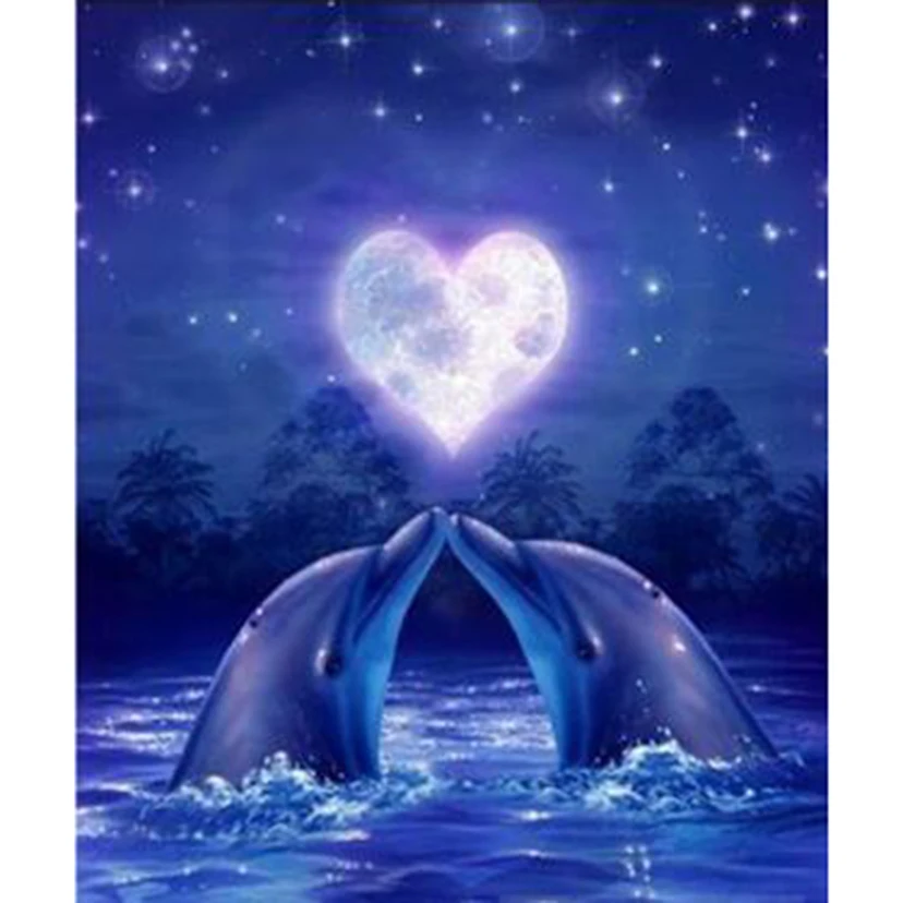 

Diamond Painting 5D DIY Square/Round Diamond Animal Painting Love Dolphin Beauty Picture Cross Stitch Decoration Artwork TX659