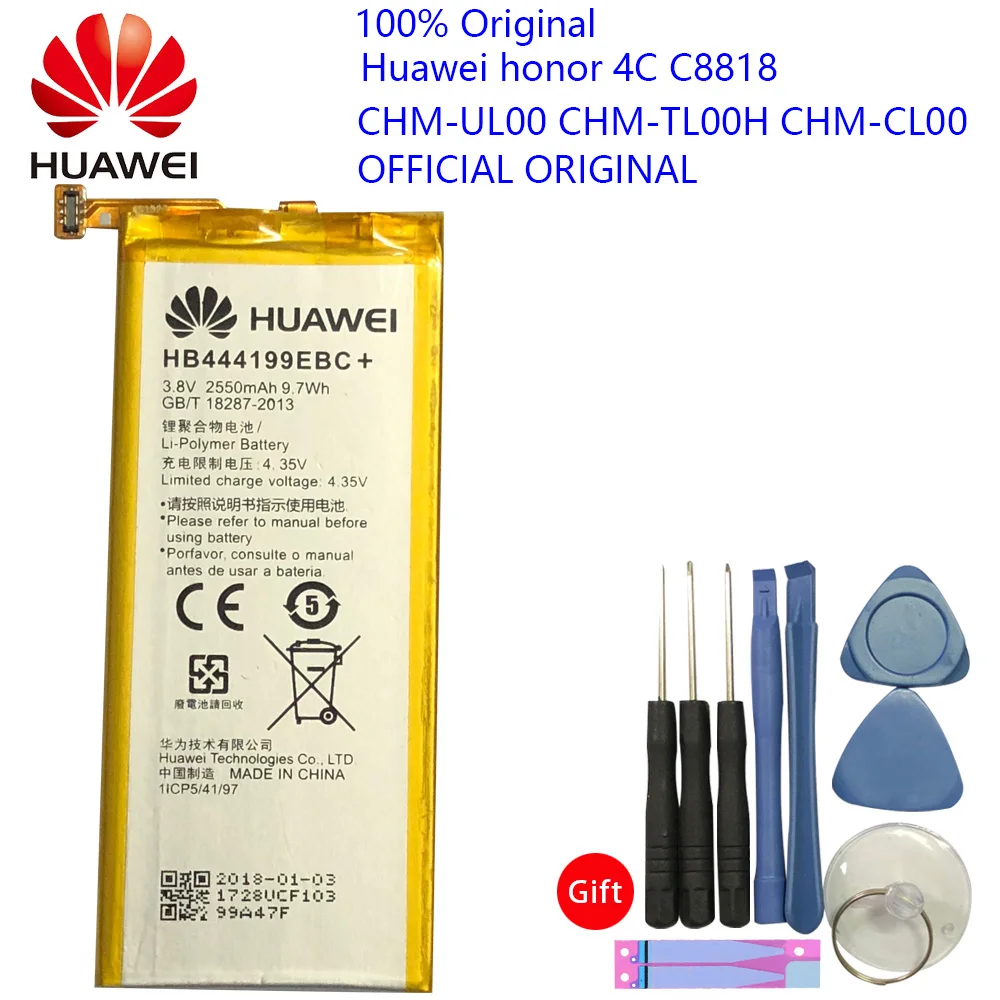Оригинальный запасной аккумулятор для телефона Hua Wei HB444199EBC + Huawei Honor 4C C8818 CHM CL00 TL00H /