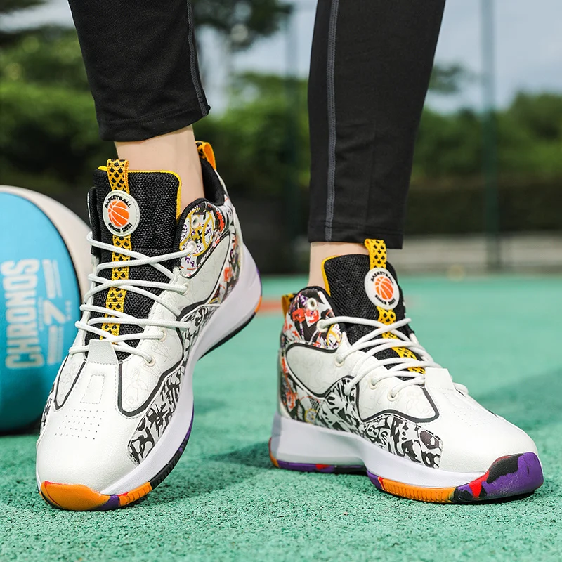 Design Fashion Colorful Basketball Shoes for Men Outdoor Breathable High Sneakers Men Designer Shoes Sports Tenis Basketball