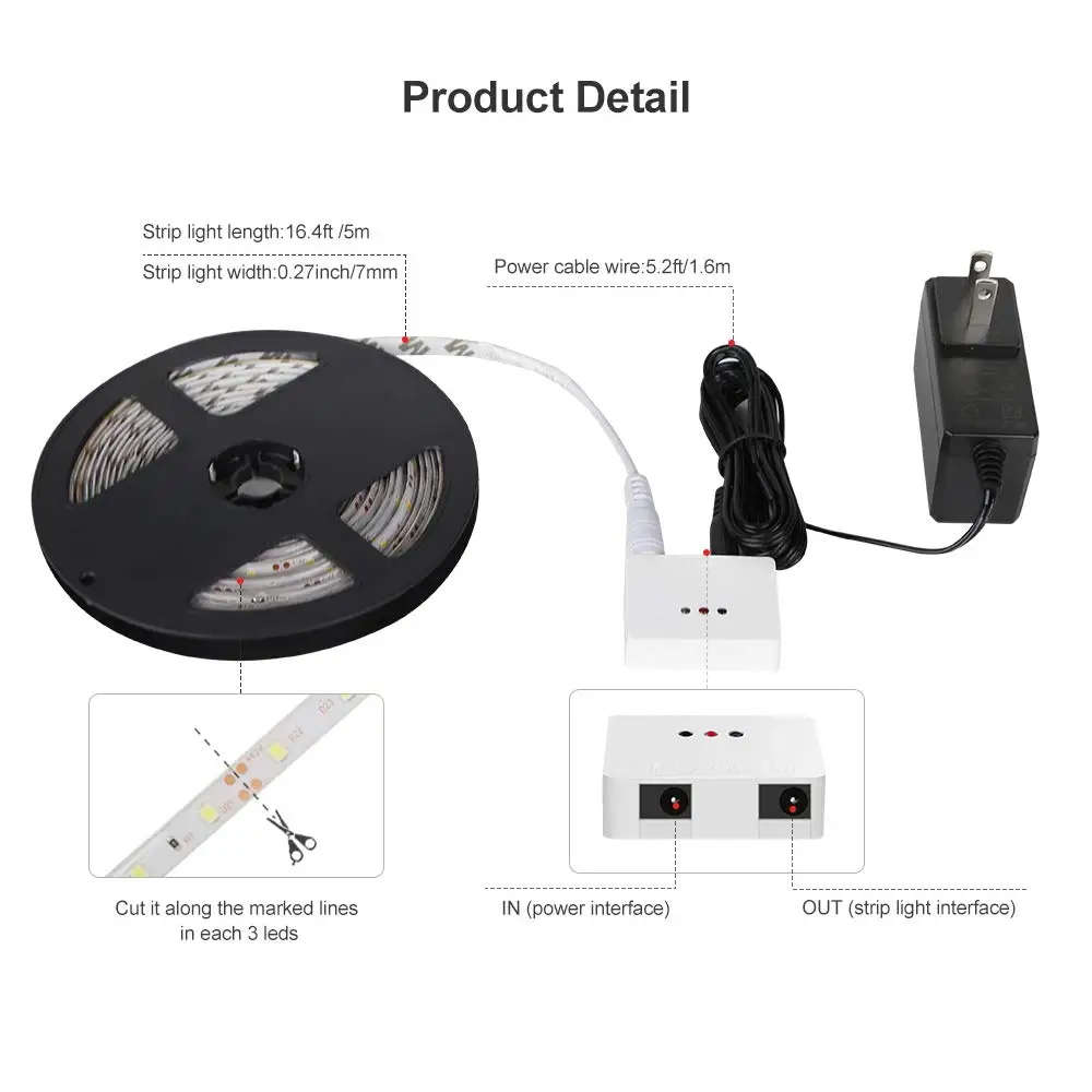 Светодиодная лента светильник 5 м с регулируемой яркостью умная ручная развертка