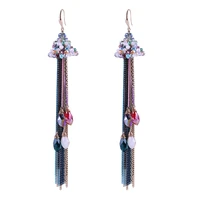 newest crystal earrings for women girls gold plated ear hook statement earrings handmade beaded trendy tassels earrings 3357