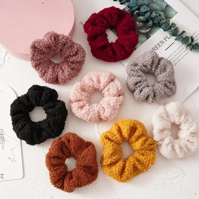 

2021 Winter Cute Pluche Chouchou Vrouwen Meisjes Elastische Hoofdtooi Touw Accessoires Tie Haar Houder Haar Ring Elastiekje L5Z7