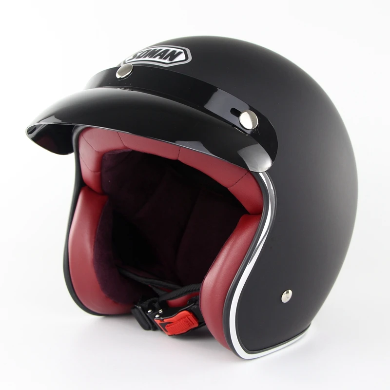 Matte Black Винтажный шлем с открытым лицом Ретро шлем мотоциклетный каск Чоппер КАСКО с очками шлем мото Capacetes de Motocicleta DOT SM512 - Цвет: Matte Black