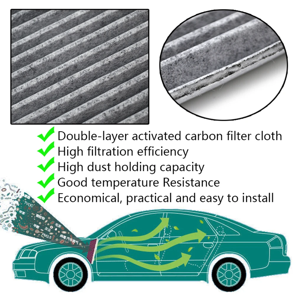 97133-D1000 97133-D3000 Car Activated Carbon Cabin Air Filter For Hyundai Creta Tucson Kia Rio Sportage QL 2017 2018 2019 2PC |