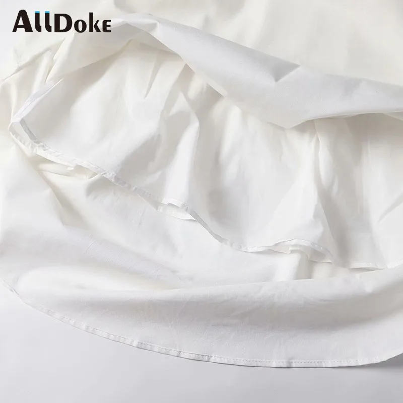 

ALLDOKE white casual ruffles A line dress women summer strap sleeveless sexy backless knee length ladies dresses vestidos