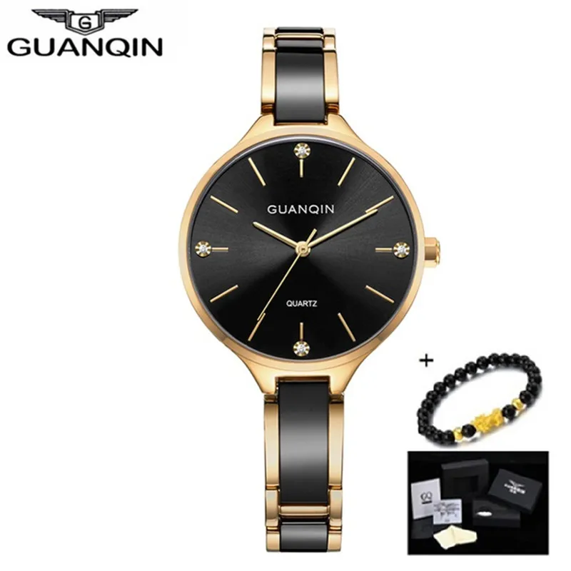 

GUANQIN Black Women Watches Luxury Ceramic Steel Ladies Watch Waterproof Fashion Quartz Wristwatch relogio feminino dropshipping