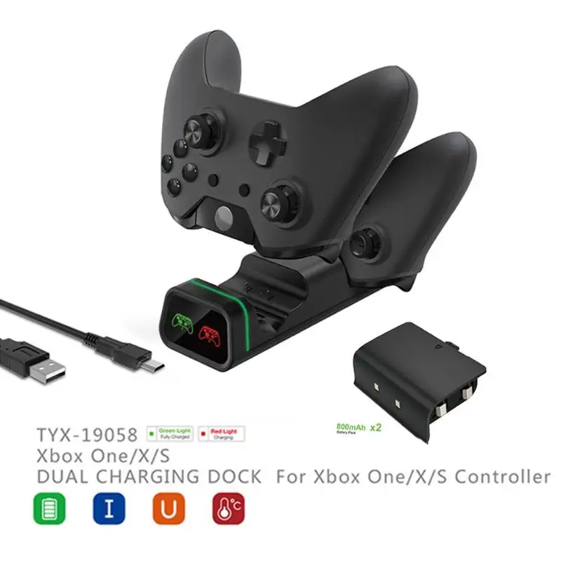 Двойная зарядная док-станция Подставка Зарядная база для Xbox One X S беспроводной игровой контроллер игровое зарядное устройство Колыбель с аккумуляторами