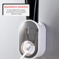 1pcs bathroom toothpaste squeezer automatic toothpaste dispenser holder dust proof wall mount stand bathroom accessories
