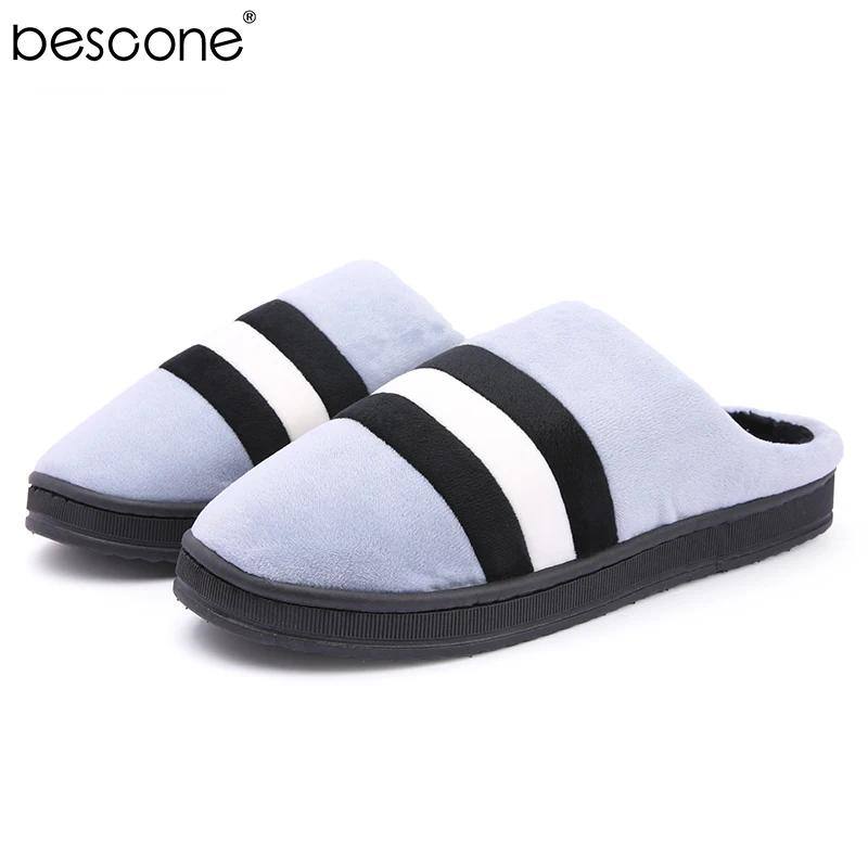 BESCONE/зимние мужские тапочки теплая хлопковая домашняя Нескользящая простая