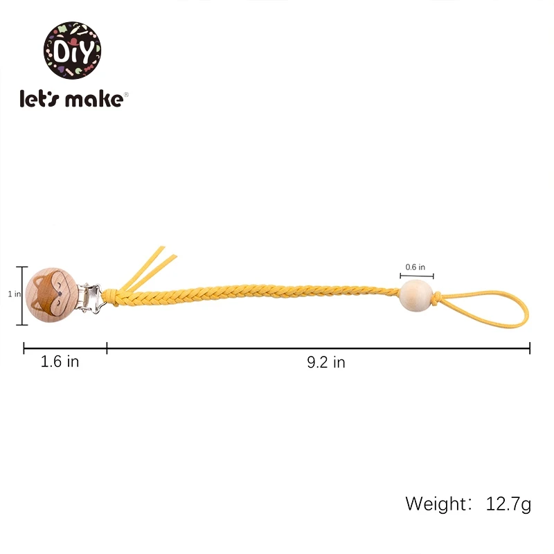 

Let's Make Wooden Teether Nimbler For Feeding Weaving Metal Twist BPA Free Fox 1PC Nipples For Babies Wood Beads Pacifier Clips
