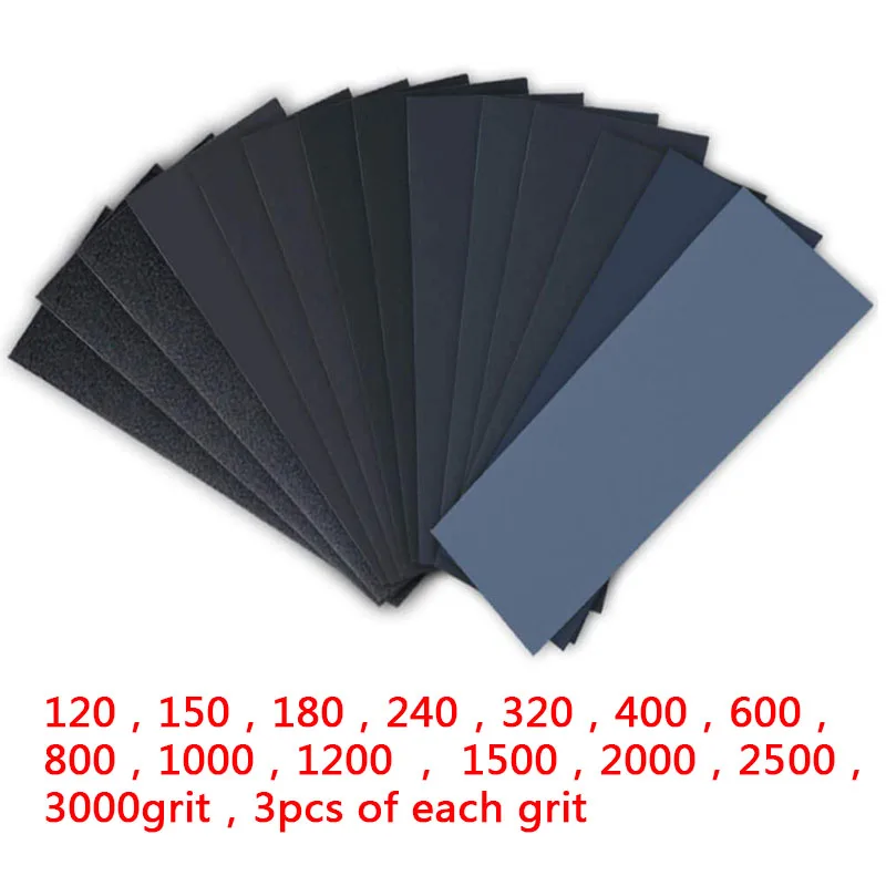 

Parts Sandpapers Set Kit 42Ppcs Wet/Dry Hook & loop 120-3000 Grit Sanding
