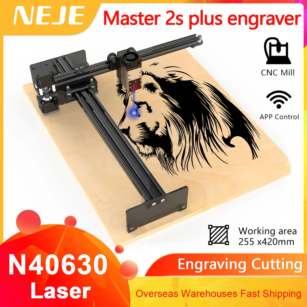 Best Offers NEJE Master 2S Plus 255 x 420 mm Professional Laser Engraving Machine Laser Cutter Lightburn Wireless App Control Laser CNC