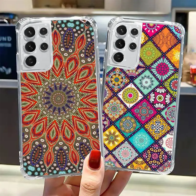 

COLORFUL MANDALA Phone Case Transparent for Samsung A 10 21S 31 50 51 52 12 71 S note 10 20 21 fe plus ultra