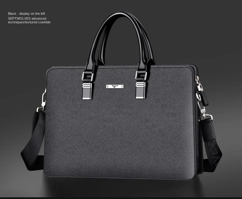 

Handbag Men's Business Document Casual Men's Leather Single-Shoulder Bag Large Capacity Leather Bag High-End Men's Bag Fashion
