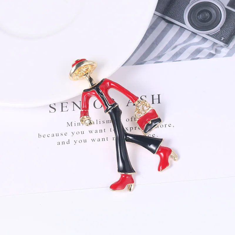 Новое поступление эмалированная брошь булавки для женщин сумка шляпа высокий