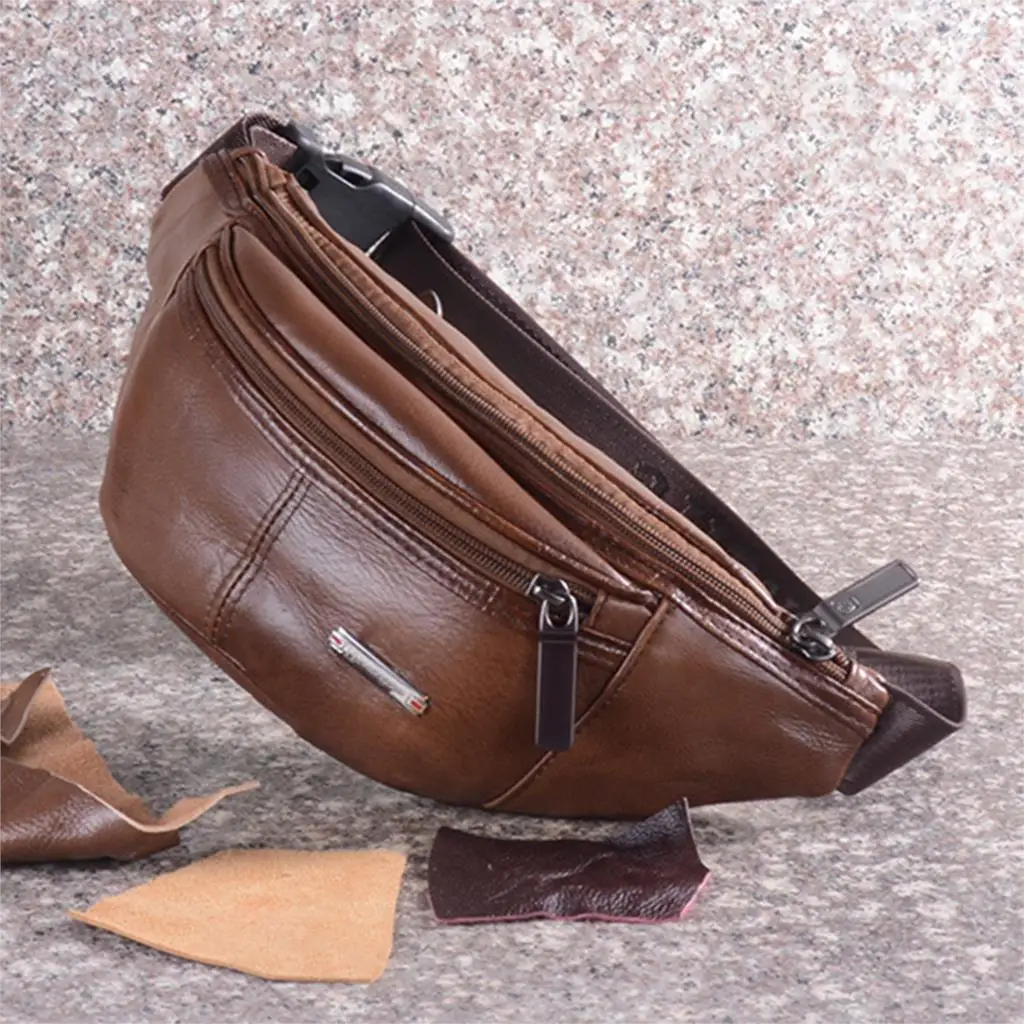 

Men Pouch Pocket Pu Leather Waist Bag Fanny Bum Shoulder Chest Bags Outdoor Solid Color Pack For Male