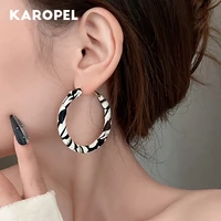 luxury black white striped zebra pattern leather earrings ear hoop dangle earring for women christmas gift