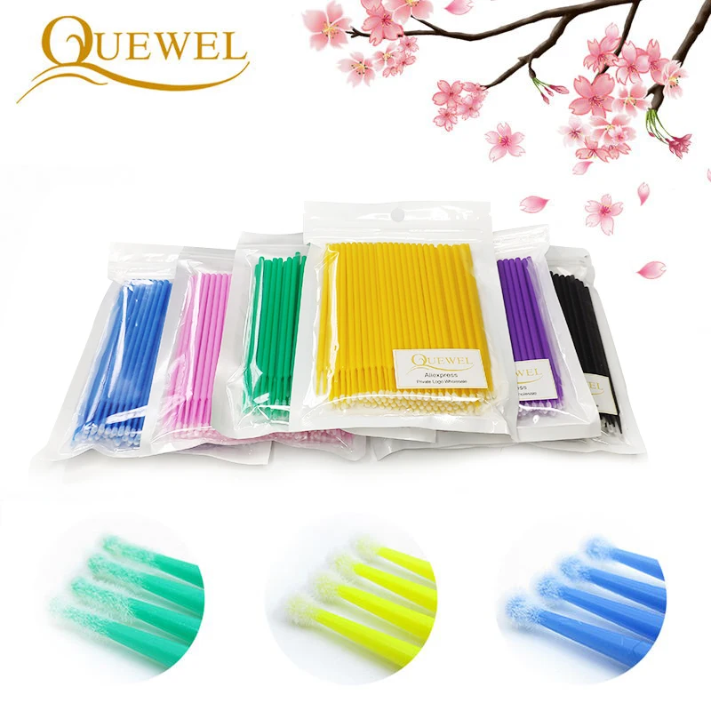 Quewel кисти для наращивания ресниц 100 шт./пакет прочные одноразовые Микро Кисти